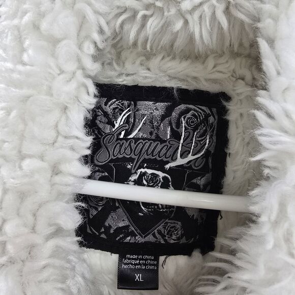 Vintage Fox Racing Sasquatch Zip Hoodie Fur Lined Monogram Logo Y2K Women Sz XL - Picture 2 of 7